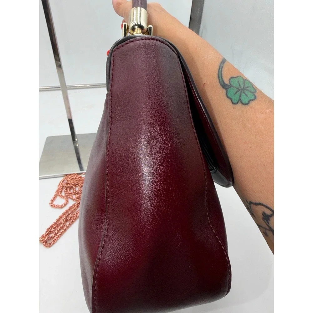 Kate Spade Robson Lane Marcelle Leather Satchel Cherry Wood burgundy.